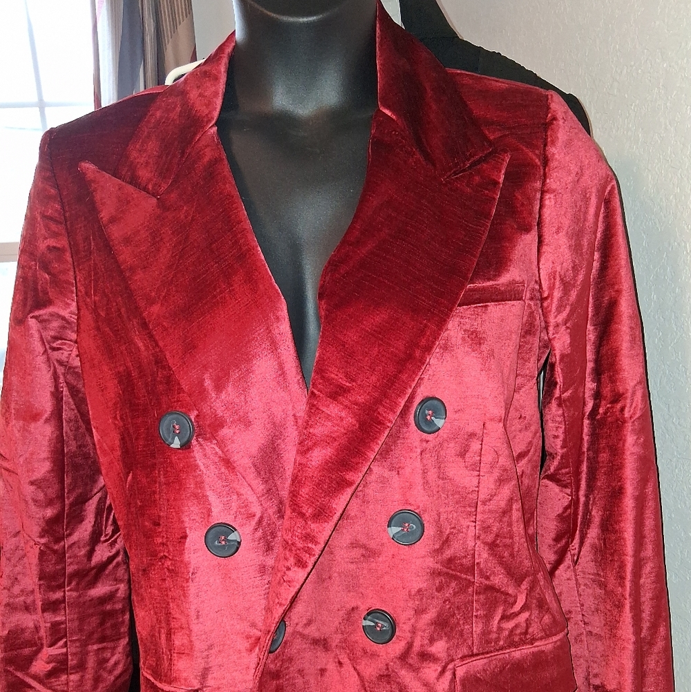 Free People Red Velvet Valentine's Blazer